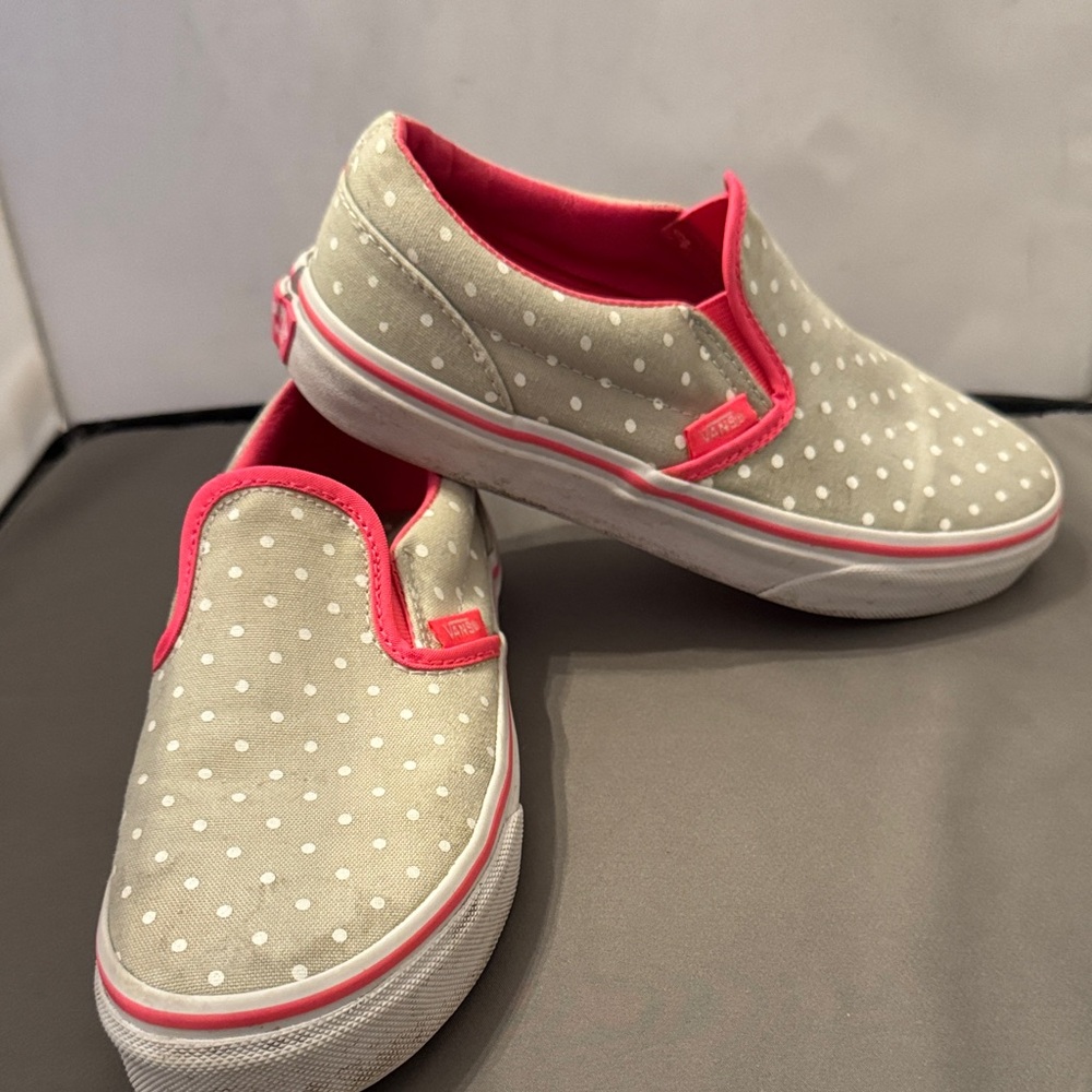 Vans Kids' Slip-On Sneakers - Grey and‎ Pink size 2.5